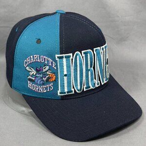Vtg Charlotte Hornets NBA Snapback Hat Starter Blue Adjustable Block Mens 90s
